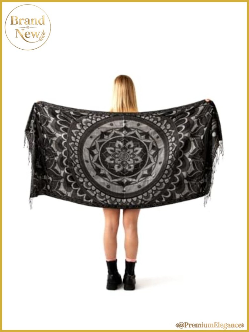 Labyrinth Flower Pashmina Shawl Fringed Viscose Acrylic Wrap